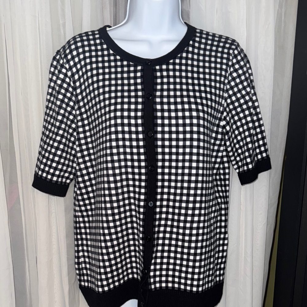 Christopher & Banks Black and White Checkered Cardigan